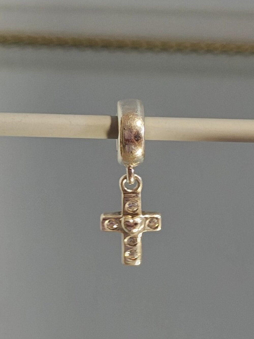 Authentic Pandora Retired Cross Dangle Charm with Clear Zirconia – 790355CZ